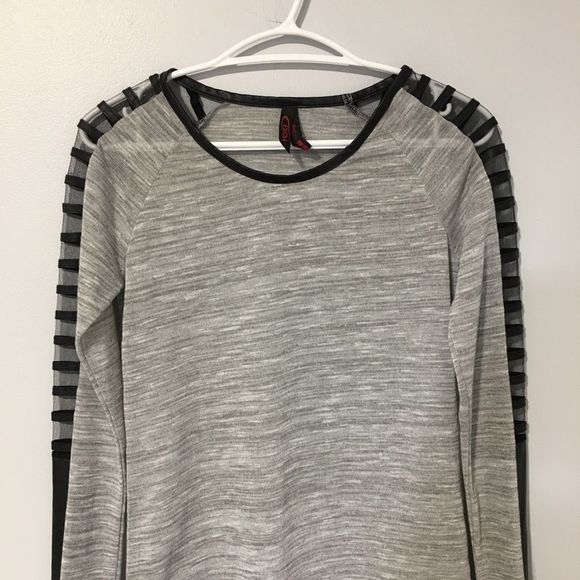 Yoki Black/Grey Long Sleeve Mesh Top Size S - Picture 6 of 8